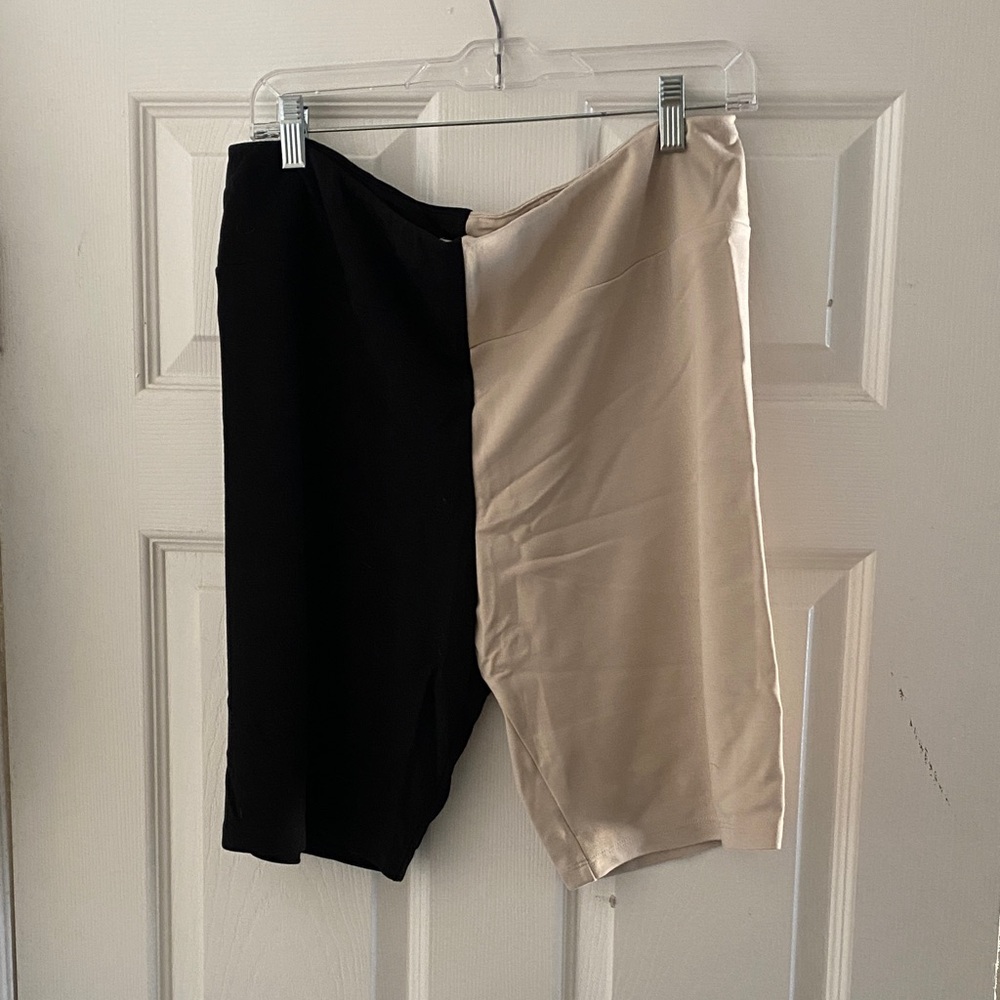Two-Tone Black and Tan Bike Shorts
